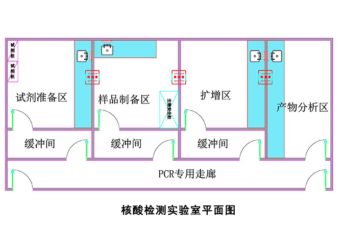 PCR實驗室平面布局設(shè)計示意圖